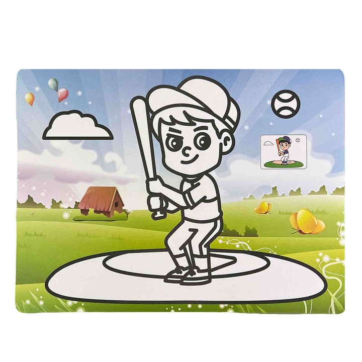 Desene cu nisip colorat, 9 culori, Baseball