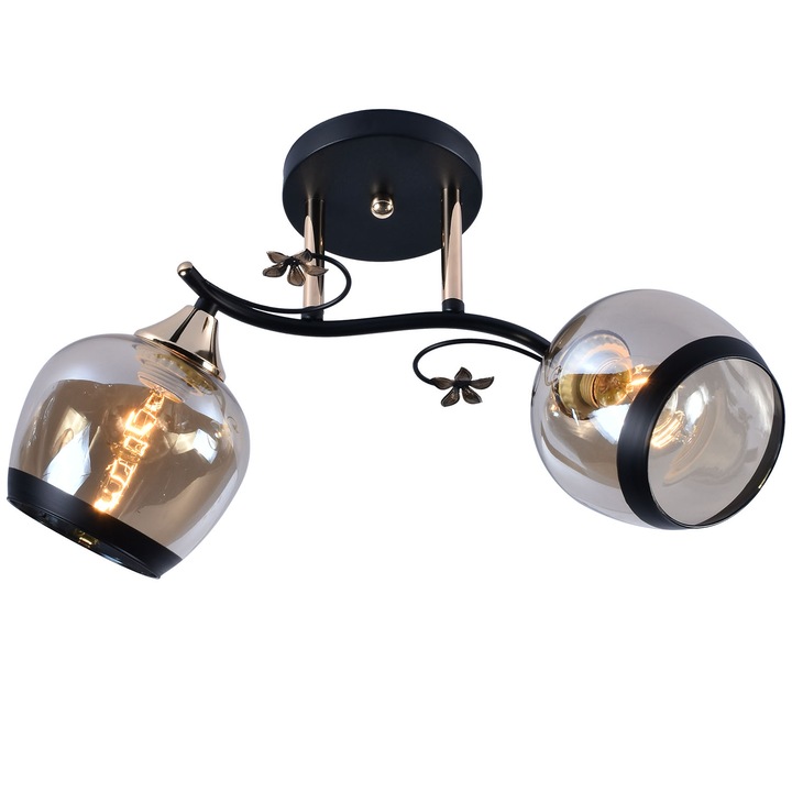 Lustra, Lampex, Orano 2 candelabru din sticla neagra pentru camera de zi Orano Classic