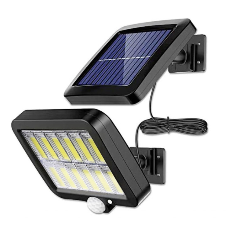 LED napelem projektor 120 COB, 30W, mozgásérzékelő, távirányító, 3 világítási mód