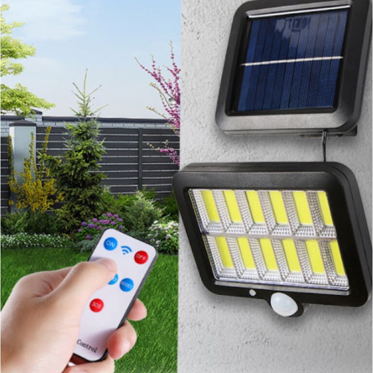 Solar Led Back Light LED соларен проектор 120 COB, 30W, сензор за движение, дистанционно ...