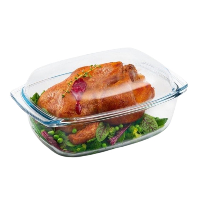 Vas rezistent la caldura, dreptunghiular, cu capac - 5,2 litri