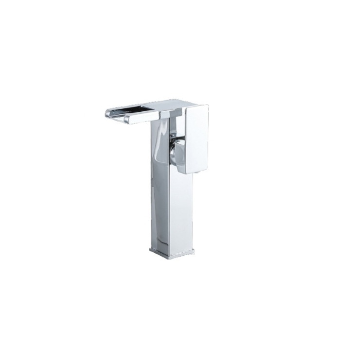 Fürdőszoba mosogató csaptelep, Blackswan, M189 típus, magas króm modell vízesés csapteleppel és LED-del, mérete 24 cm