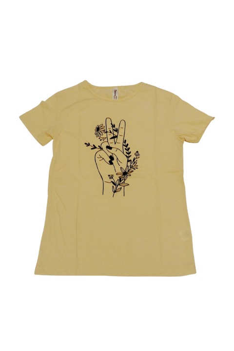 Tricou bumbac, galben, model Victory