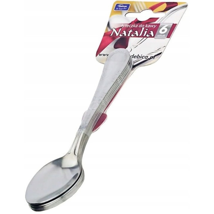 Teáskanál készlet, Galicja, Desszerthez/kávéhoz, 6 db, Acél, Ezüst