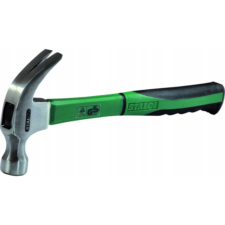 Ács kalapács, Stalco, S-19445 modell, Üvegszálas fogantyú, Csúszásmentes fogantyú, Kényelmes munkavégzéshez, Tökéletes műhelyhez, építkezéshez, kerthez, Méret: 34x14x4 cm, Zöld