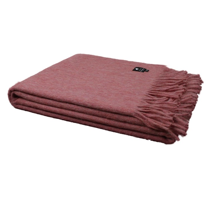 Patura din lana Alpaca, 200x250 cm, roz trandafir