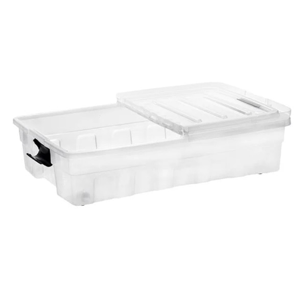 Set 4 Cutii Depozitare Cu Capac, 32 L, Cu Roti, 60 X 40 X 19 Cm - EMAG.ro