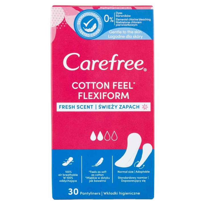 Carefree Cotton Feel Flexiform Fresh tisztasági betét, 30 db