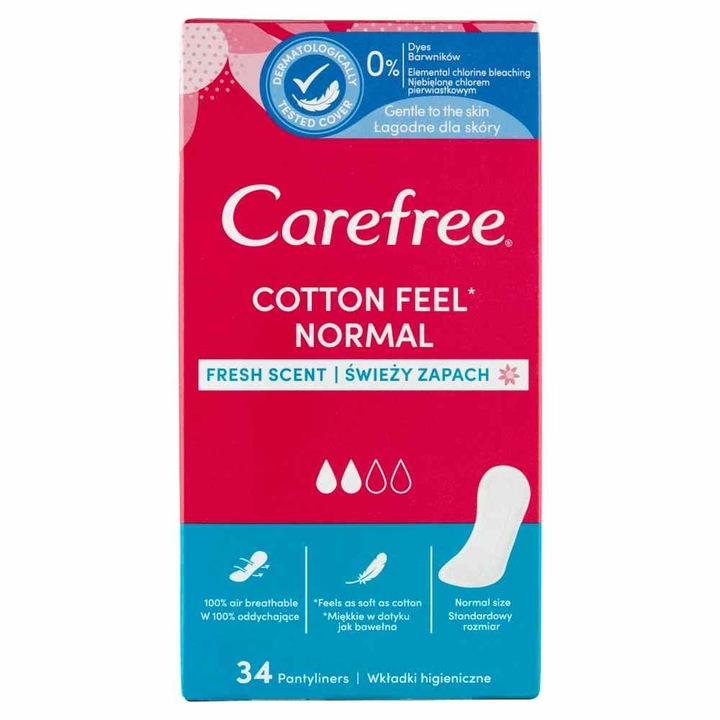 Дамски превръзки Carefree Cotton Feel Normal Fresh, 34 бр