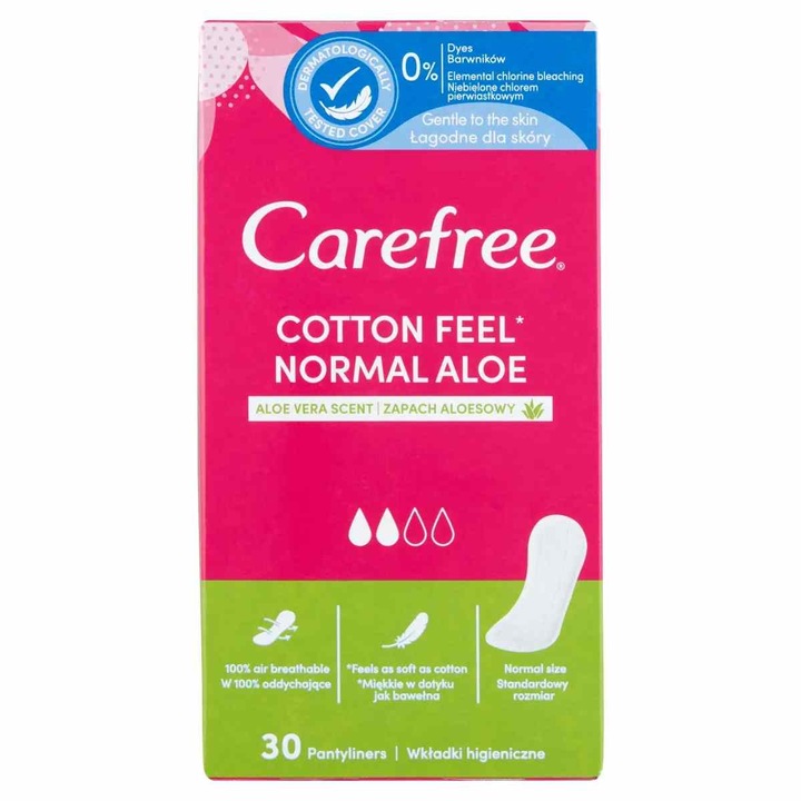 Хигиенни превръзки Carefree Cotton Feel Normal Aloe, 30 бр