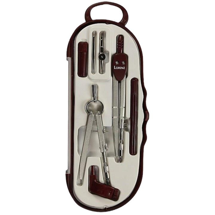 Set 7 piese compas, BTS, Metal/Plastic, Negru/Argintiu - eMAG.ro