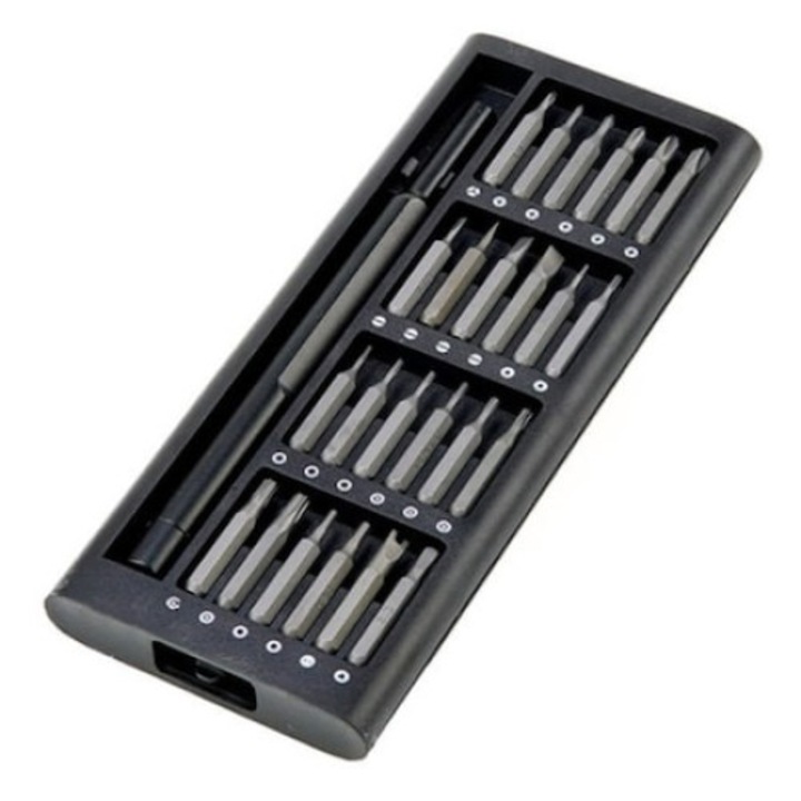 Комплект прецизни отвертки 24 в 1, комплект за съхранение, черен