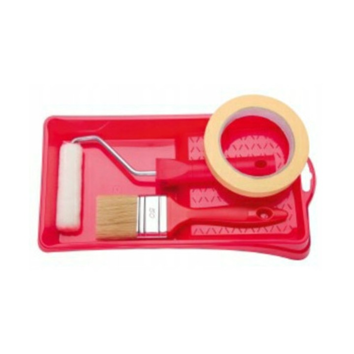 Set de vopsire, Hardy, Banda/Rulou/Pensula, Plastic, 30 x 16 cm, Rosu