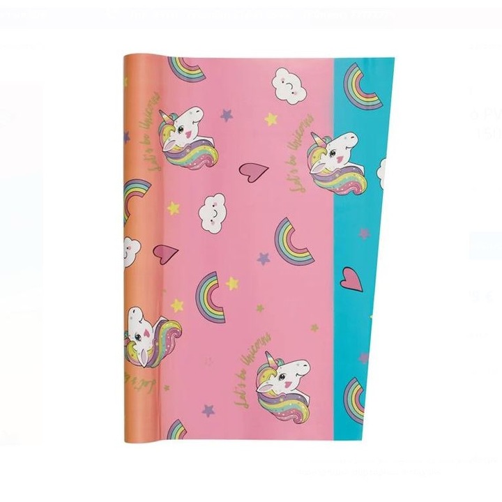 Öntapadó dekoratív PVC tekercs gyerekszobába, Unicorn karakter, mérete 150 x 45 cm, Többszínű