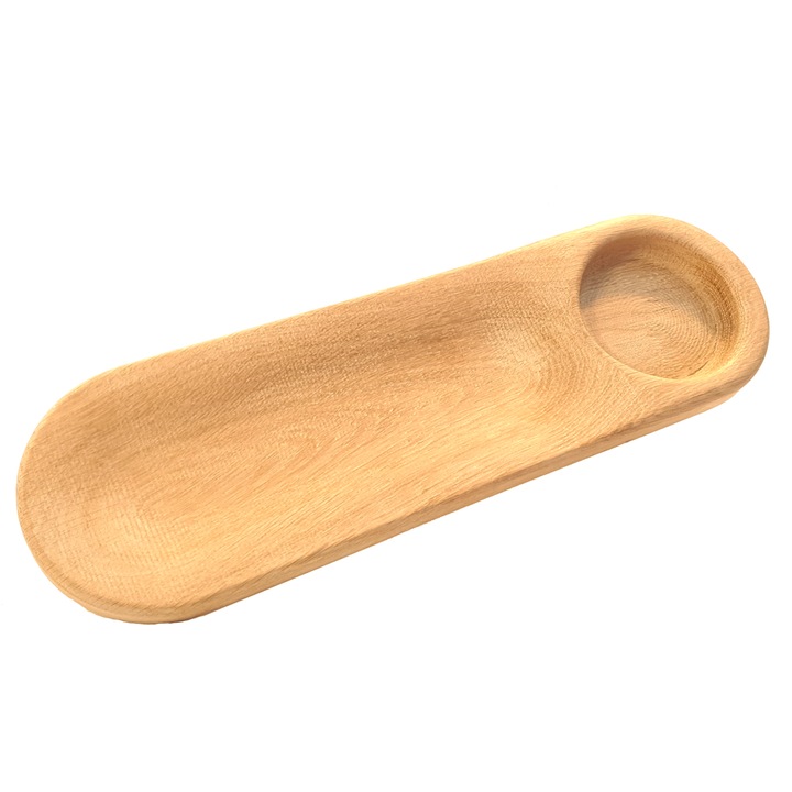 Platou de bucatarie si pentru servit aperitive sau snack-uri, din lemn de stejar 40x12x2cm