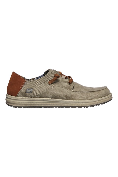 Skechers, Спортно-елегантни обувки Melson с контрасти, Сиво-кафяв