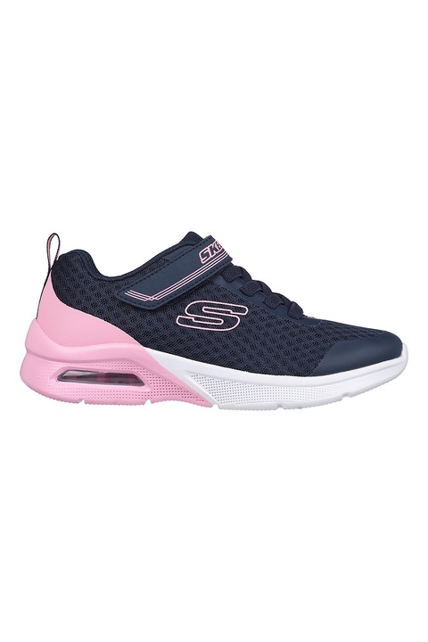Skechers, Олекотени спортни обувки Microspec Textile с еко кожа, Розово/Тъмносин