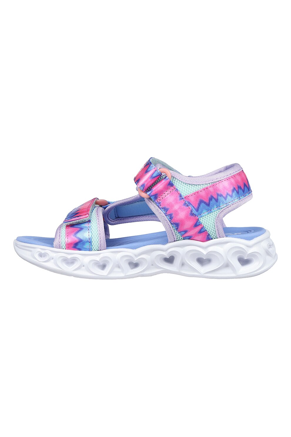 Skechers, Сандали Heart Lights с велкро и LED светлини, Розов, Светло ...