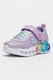 Skechers, Pantofi sport cu velcro si aspect stralucitor Infinite Heart, Lila, Roz, Albastru, 29 EU