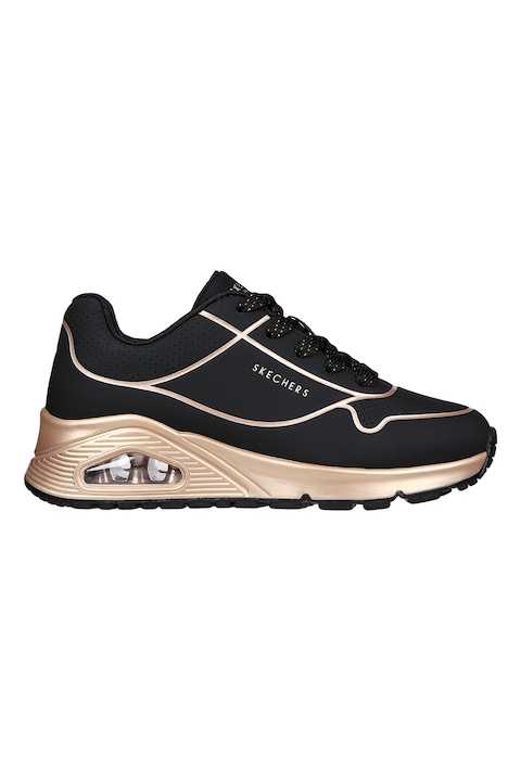 Skechers, Pantofi sport cu garnituri contrastante Uno Gen1 - Cool Heels, Auriu/Negru
