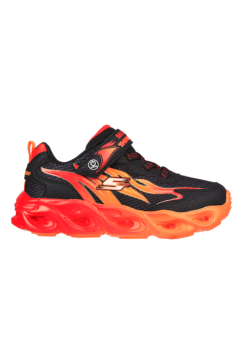 Skechers, Спортни обувки Thermo-Flash - Heat-Flux с велкро и светлини, Оранжев/Черен