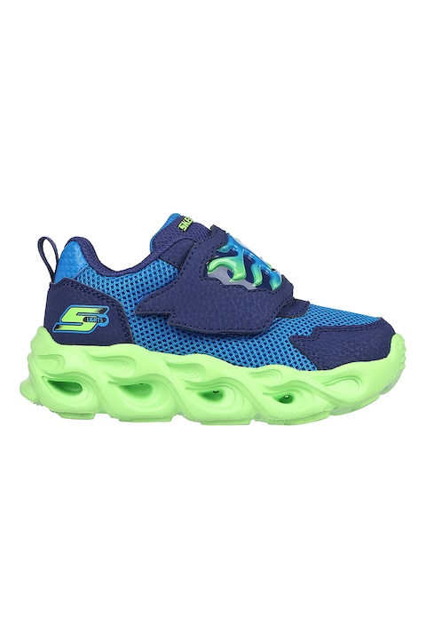 Skechers, Спортни обувки със светлини и велкро Thermo-Flash - Flame, Лайм зелено/Тъмносин