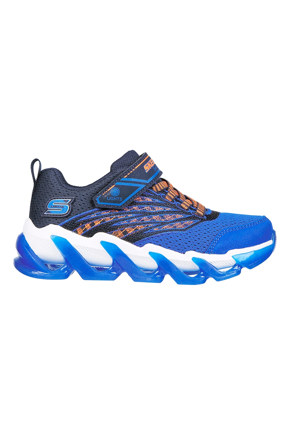 Skechers, Pantofi sport cu velcro si LED-uri Mega-Surge - Nezco, Albastru, 31 EU