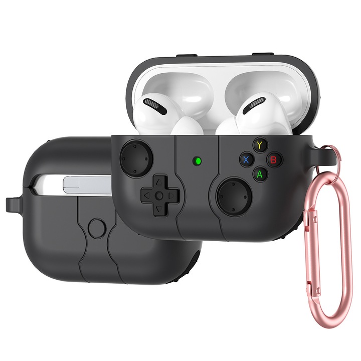 Husa Protectie Silicon Compatibila Cu Airpods Pro/Airpods Pro2, Darklove, Husa protectie casti cu Breloc Carabina, Accepta incarcarea fara fir, Anti-zgarieturi si rezistent la socuri, Rezistent la praf, 5.9 x 2.5 x 5.2cm, Gri