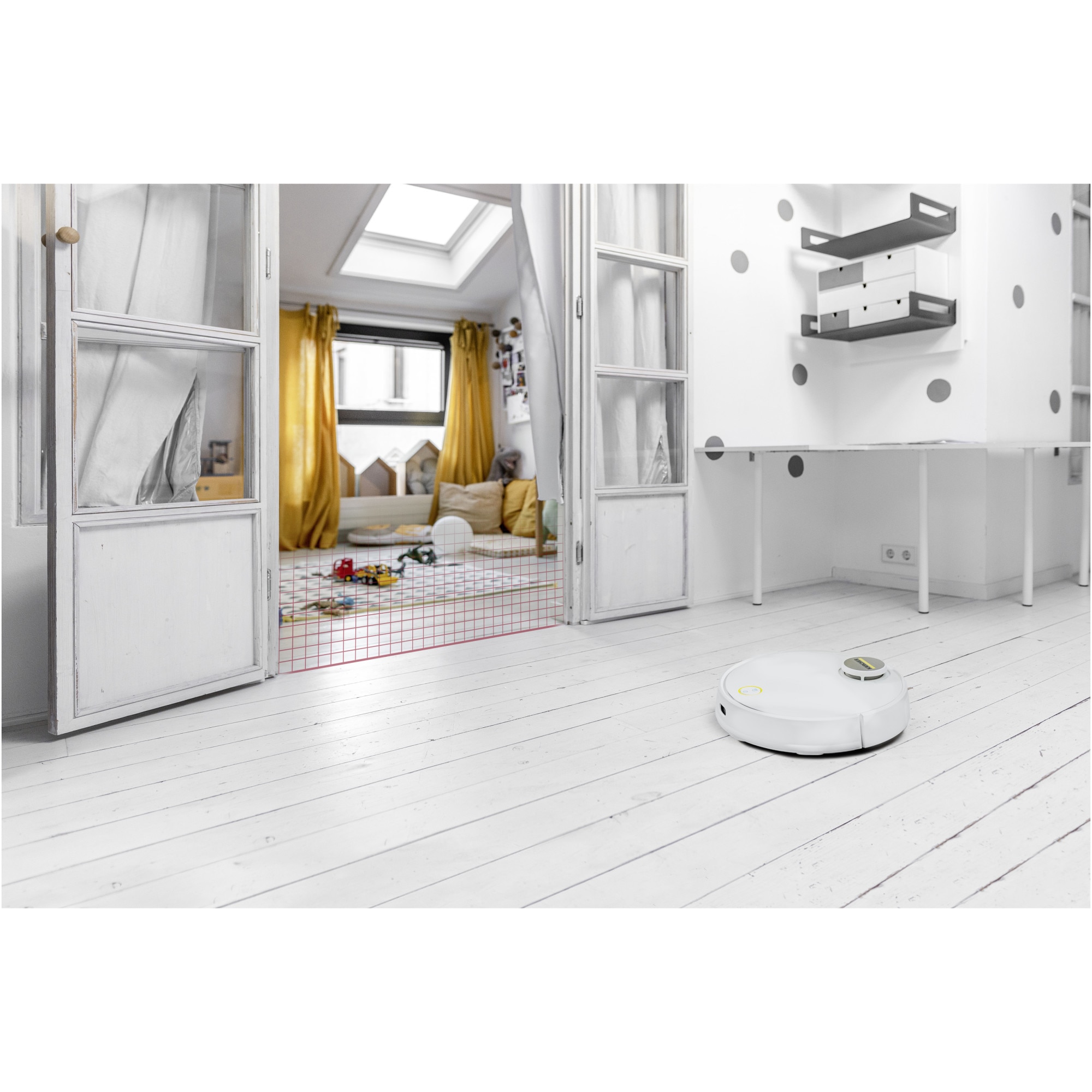 Aspirator robot cu functie de mop Karcher RCV 3, 33 W, navigatie LiDar, 3200 mAh, autonomie 120 min, 2500 Pa, senzor de cadere, recipient murdarie 500 ml, recipient apa 170 ml, 1.269-620.0, Alb