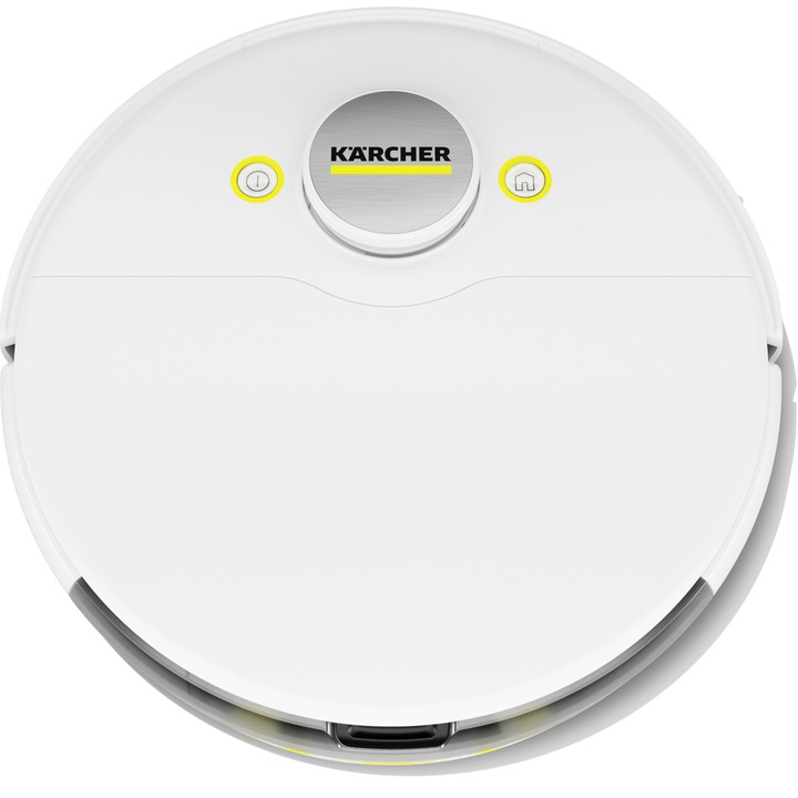 Прахосмукачка робот Karcher RCV 5 *EU, WiFi, 36W, Прахосмукачка и моп, LiDar навигация, 5200mAh, Автономност 120 минути, Всмукателна мощност 5000 Pa, Контейнер за прах 330 мл, Контейнер за вода 240 мл, Бял