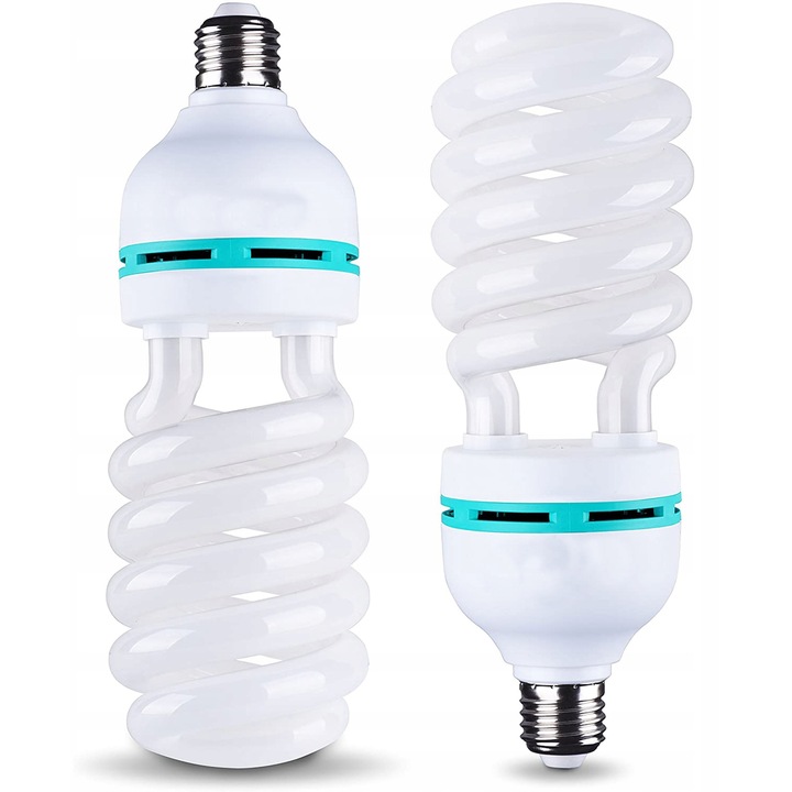 Set De 2 Becuri Foto De Studio E27, GearPro, 2x 150W, Performanta 600W, Flux Luminos 4900 Lumeni, Ideala Pentru Fotografii Softbox, Material Sticla, Alb