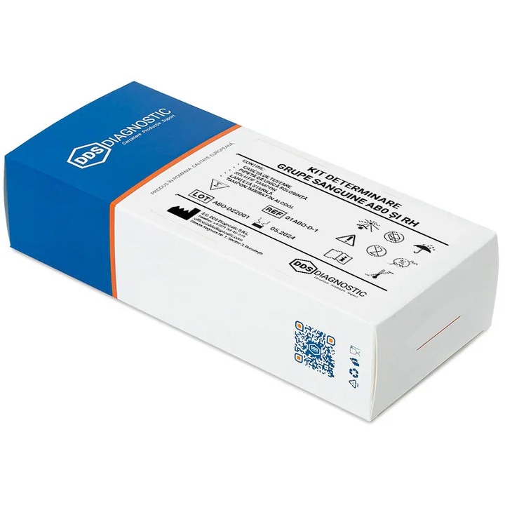 Kit determinare grupe sanguine AB0 si RH, DDS Diagnostic, uz profesional, 2 teste/kit