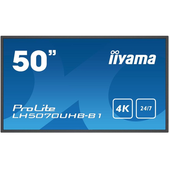 Monitor ProLite, Iiyama, 50", VA LED, 4K, Android, 24/7, fekete