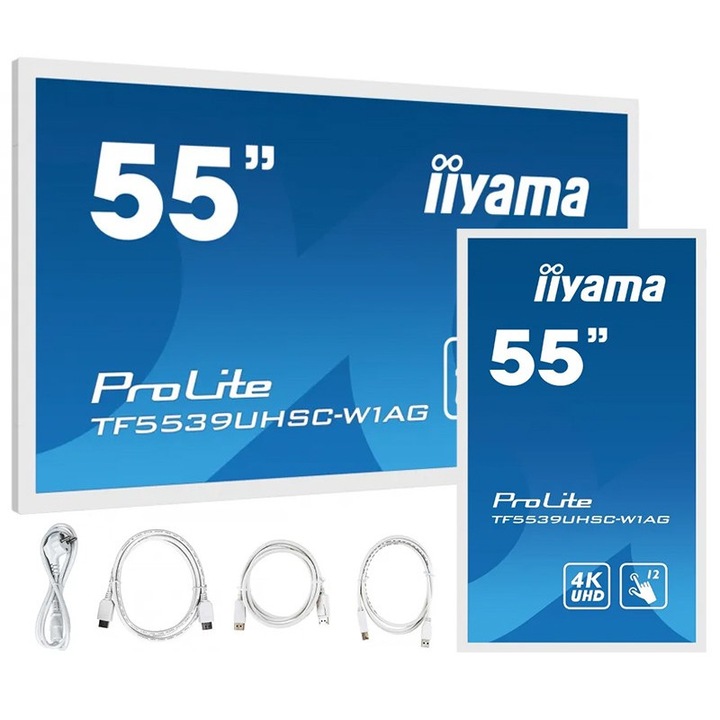 PCAP érintőképernyő, Iiyama, ProLite, 55", 4K, IPS, 24/7, fehér