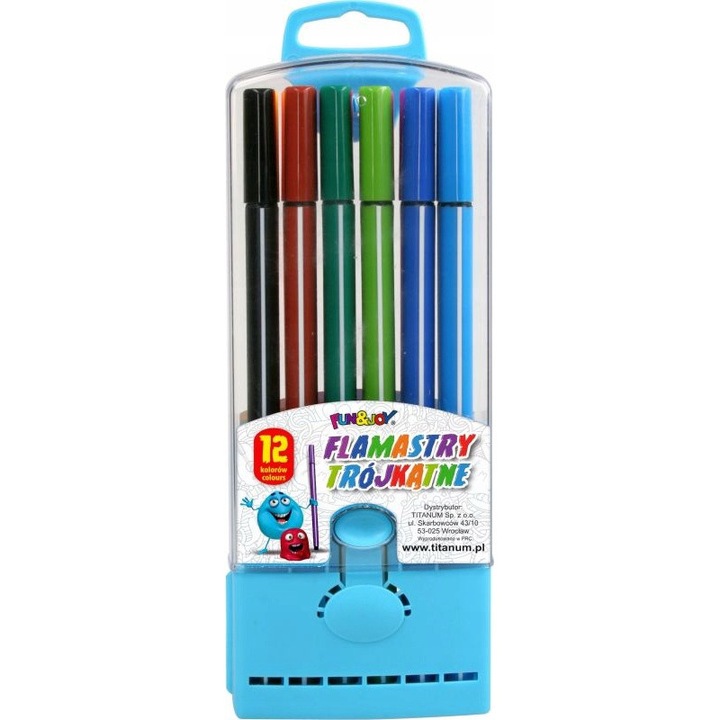 Комплект от 12 химикалки, титаниеви, 2 мм, многоцветни