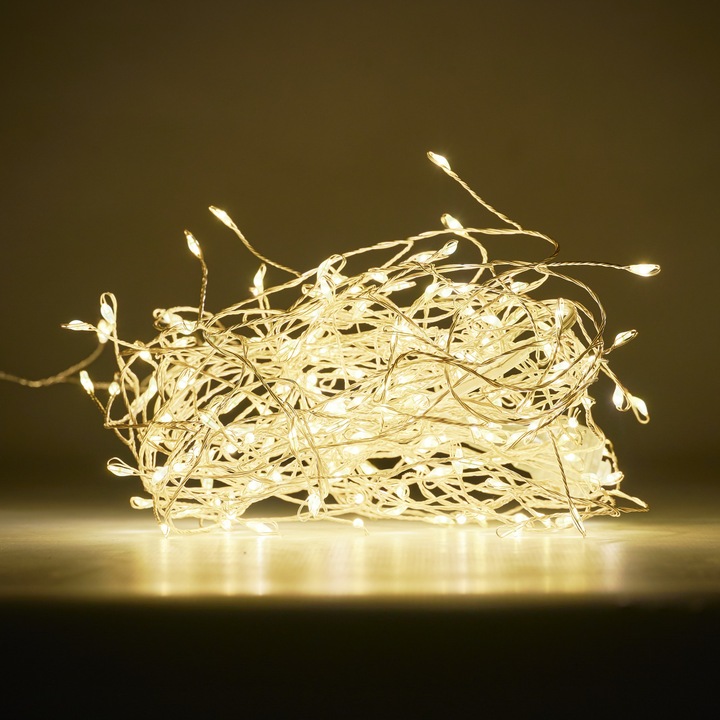 Коледна инсталация, 200 LED диода, 6 м, Топло бял