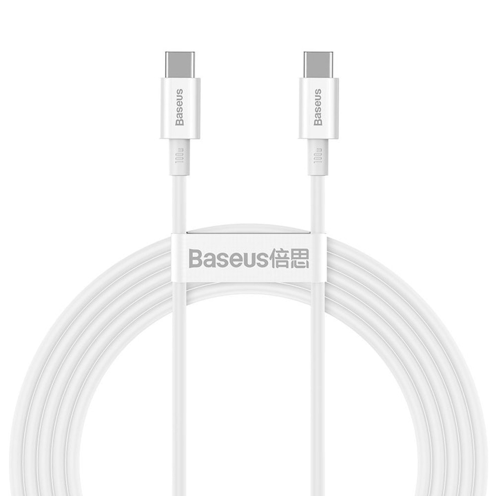 Baseus Superior Series Fast Charging Type-C / Type-C kábel, 100W/5A, 2m, QC, PD, FCP - CATYS-C02, Fehér