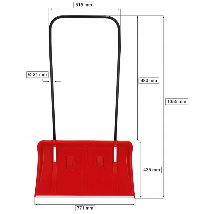 Lopata pentru zapada, Kotarbau, Plastic/Metal, Negru/Rosu