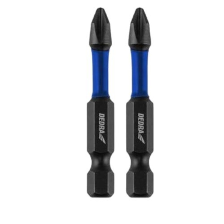 Комплект от 2 накрайника за отвертка, Dedra, PH, 2 x 50 мм, черно/синьо