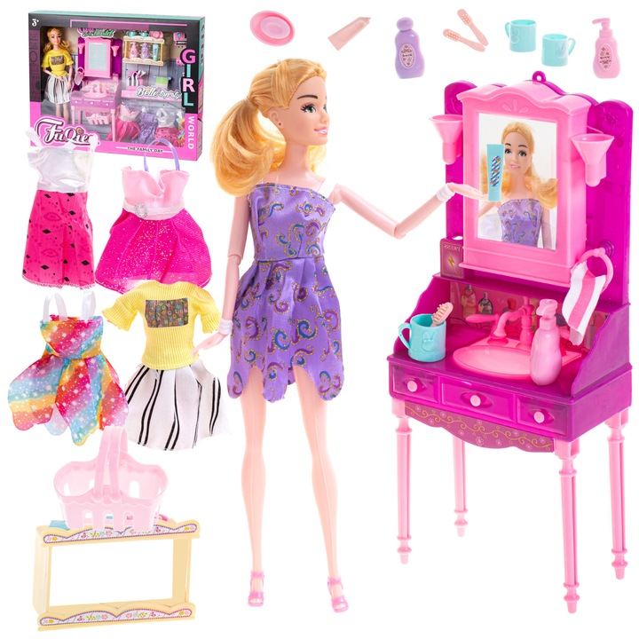 Кукла Fashionista, Пластмаса, С аксесоари, 30 см, Многоцветна