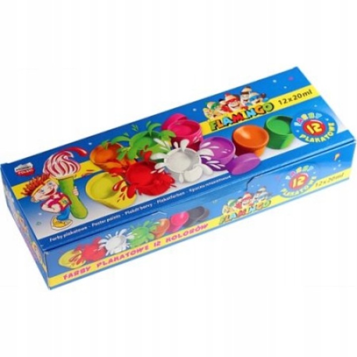 Set 12 vopsele pentru postere scolare, Titanum, 12 x 20 ml, Multicolor