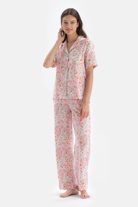 DAGI, Pijama cu model floral, Piersica/Roz, L