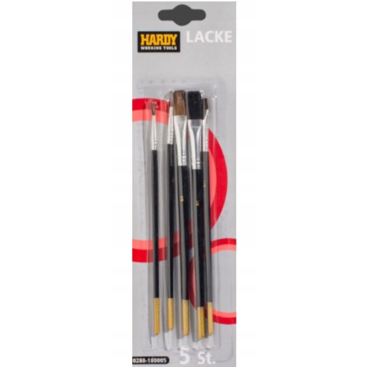 Ecsetkészlet, Hardy, Olajfestékekhez, 5 db, Fa, Fekete