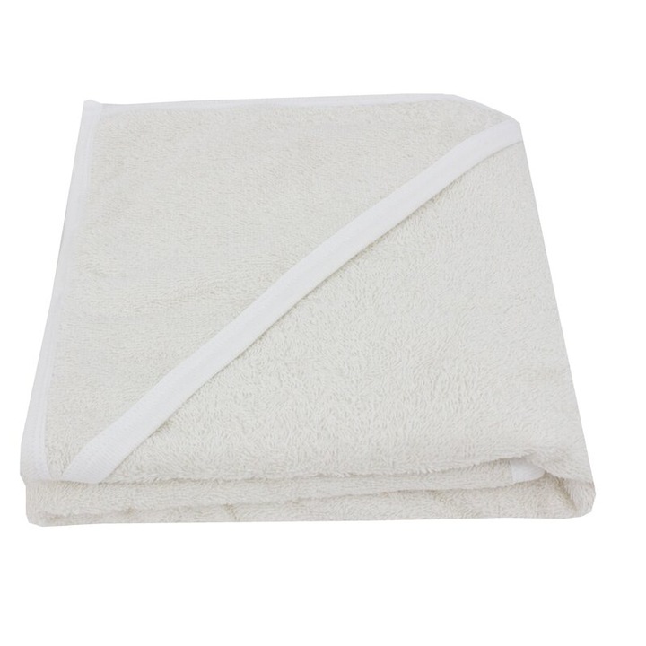 Prosop cu gluga, bumbac, crem, 75 x 75 cm