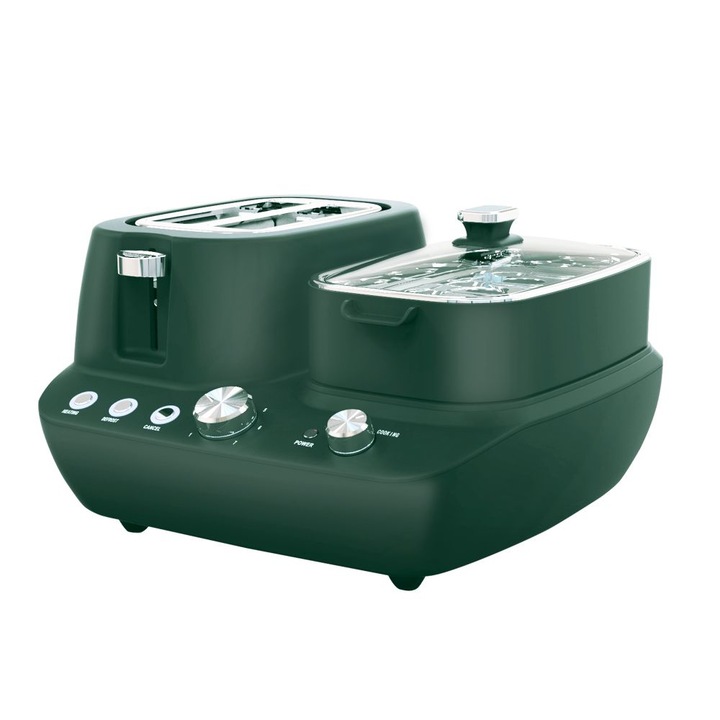 Уред за приготвяне на закуска Decakila, 3в1, 1350 W, Зелен