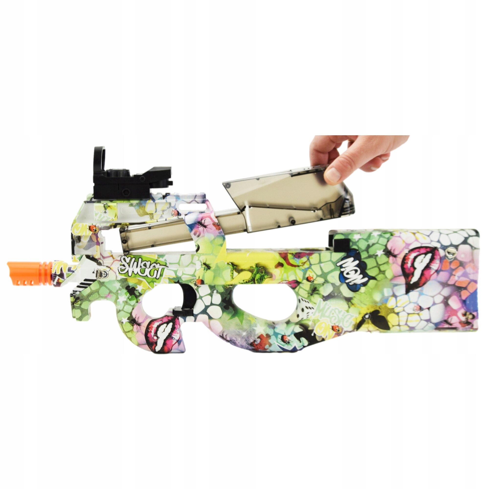 Pistol automat pentru bile de gel, Model P90, ABS, 63 cm, 14 ani +