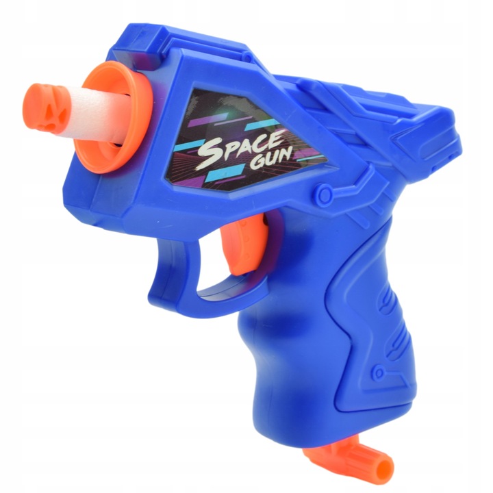 Pistol de jucarie pentru copii, cartuse de spuma, plastic/ABS, 8 ani+, albastru/portocaliu