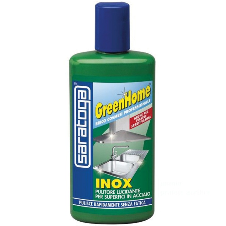 Solutie curatare si lustruire obiecte din INOX, plita, chiuveta, hota, aragaz, cuptor microunde, Saratoga, 250 ML