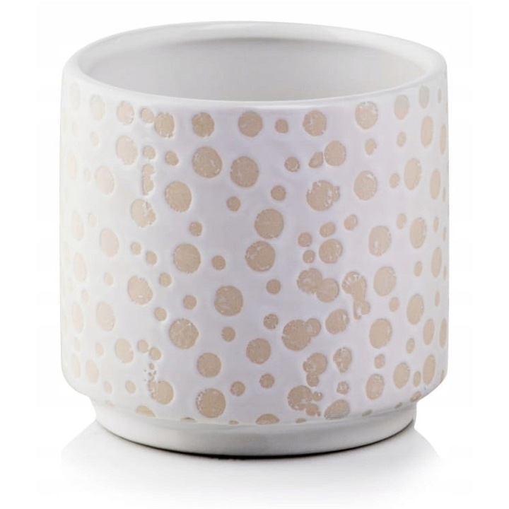 Ghiveci de flori, Polinix, Ceramica, 12.5 cm, Alb/Bej