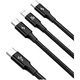 Кабел Type-C към MicroUSB+Lightning+Type-C Baseus 3 in 1 PD 20W, 1.5 м, Black